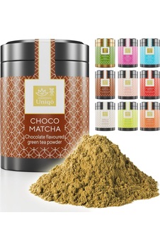 Uniqo Çikolata Aromalı Premium Japon Matcha Tozu 30 Gr Şeker İlavesiz Vegan, Metal Kutuda Bardak Poşet Çay Uniqo Çikolata Aromalı Premium Japon Matcha Tozu 30 Gr Şeker İlavesiz Vegan, Metal Kutuda Bardak Poşet Çay