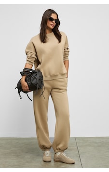 ETHIQUET CARICA Kadın Organik Pamuklu İçi Polarlı Oversize Fit Bel Ve Paça astikli Kordonlu Bej Alt-Üst Takım ETHIQUET CARICA Kadın Organik Pamuklu İçi Polarlı Oversize Fit Bel Ve Paça astikli Kordonlu Bej Alt-Üst Takım