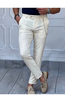 Modefendi Slim Fit Kalıp Düz Kumaş Pantolon Beyaz Modefendi Slim Fit Kalıp Düz Kumaş Pantolon Beyaz