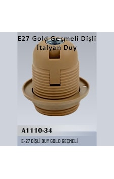 10 Adet E27 Gold Geçmeli Dişli İtalyan Duy 10 Adet E27 Gold Geçmeli Dişli İtalyan Duy