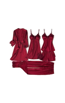 Mh Moony Homewears Kutulu Bordo Saten 5'li Çeyiz Seti Bordo Mh Moony Homewears Kutulu Bordo Saten 5'li Çeyiz Seti Bordo