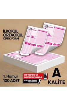 İlkokul-ortaokul Deneme Sınavları İçin 100 Adet 80.gr Optik Form İlkokul-ortaokul Deneme Sınavları İçin 100 Adet 80.gr Optik Form