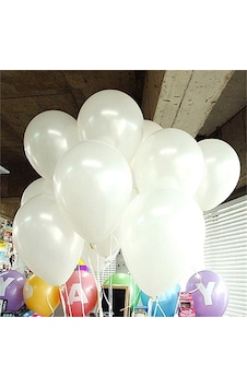 100 Lü Adet Metalik Parlak Sedefli Lateks Beyaz Renkli Balon 100 Lü Adet Metalik Parlak Sedefli Lateks Beyaz Renkli Balon