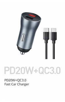 20w Pd + Qc3.0 Araç Şarj Cihazı + Usb-c Kablo Çift Çıkış Hızlı Şarj Seti Pd20w Qc3.0 2.4a