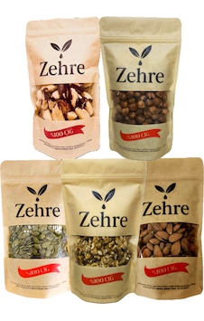 5'li Avantaj Paketi-2 250 Gr Kabak Çekirdeği Içi + 250 Gr Çiğ Badem Içi + 250 Gr Çiğ Fındık Içi + 250 Gr Ceviz Içi + 100 Gr Brezilya Cevizi 1250 G