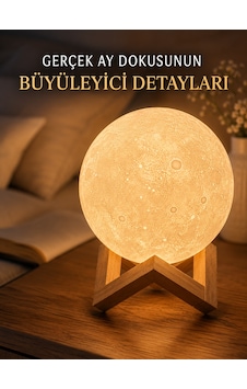 3d Ay Gece Lambası Ahşap Standlı Dekoratif Led Masa Lambası Diğer 3d Ay Gece Lambası Ahşap Standlı Dekoratif Led Masa Lambası Diğer