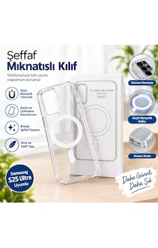 S25 Ultra Uyumlu Magsafeli Şeffaf Kılıf S25 Ultra Uyumlu Magsafeli Şeffaf Kılıf