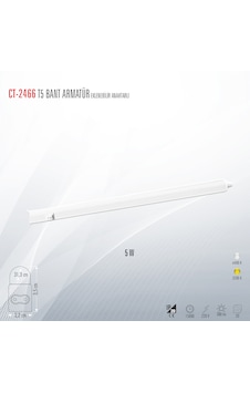 Cata Ct-2466 5w Ledli Bant Armatür Beyaz Işık Beyaz