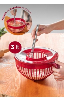 Kapaklı Mikser Kabı Hamur Karıştırma Kabı 3 Litre Plastik Kırmızı Diğer Kapaklı Mikser Kabı Hamur Karıştırma Kabı 3 Litre Plastik Kırmızı Diğer