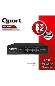 Qport Q-poe8m 8port 10/100 + 2 Port 10/100/1000 Uplınk Poe Swıtc Qport Q-poe8m 8port 10/100 + 2 Port 10/100/1000 Uplınk Poe Swıtc