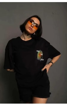 Cojans Unisex Bisiklet Yaka Baskılı Oversize T-shirt - Siyah Göründüğü Gibi Cojans Unisex Bisiklet Yaka Baskılı Oversize T-shirt - Siyah Göründüğü Gibi