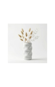 Modern Dalgalı Tasarım Beyaz Dokulu Vazo - Kumtaşı Görünümlü Dekoratif Obje 16cm Beyaz Modern Dalgalı Tasarım Beyaz Dokulu Vazo - Kumtaşı Görünümlü Dekoratif Obje 16cm Beyaz
