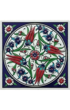 Armada Çini 10X10 Cm Ed 108 Dört Lale El Dekoru Kütahya Çini Pano Armada Çini 10X10 Cm Ed 108 Dört Lale El Dekoru Kütahya Çini Pano