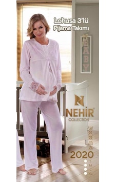 Nehir 2020 Hamile Lohusa Pijama Sabahlık 3lü Takım Ecru Nehir 2020 Hamile Lohusa Pijama Sabahlık 3lü Takım Ecru