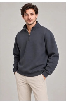 Butik İstanbul Erkek Üç İplik İçi Şardonlu Dik Yaka Yarım Fermuarlı Kışlık Sweatshirt - Füme Butik İstanbul Erkek Üç İplik İçi Şardonlu Dik Yaka Yarım Fermuarlı Kışlık Sweatshirt - Füme