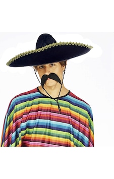Techmrt Sombrero Meksika Şapkası Mariachi Altın Şeritli Yetişkin Boy
