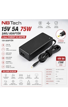 Nbtech 15v 5a 75w 2.5mm Standart Uç Adaptör Modem Kamera Led Monitör Şarj Adaptörü Nbtech 15v 5a 75w 2.5mm Standart Uç Adaptör Modem Kamera Led Monitör Şarj Adaptörü