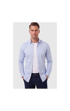 Deepsea Erkek %97 Pamuk Slim Fit Dar Kesim Petek Dokulu Likralı Örme Mavi Gömlek 2600707 Deepsea Erkek %97 Pamuk Slim Fit Dar Kesim Petek Dokulu Likralı Örme Mavi Gömlek 2600707