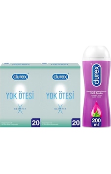 Durex Yok Ötesi Slim Fit İnce Prezervatif 40'lı + Aloe Vera Kayganlaştırıcı Jel 200 ML