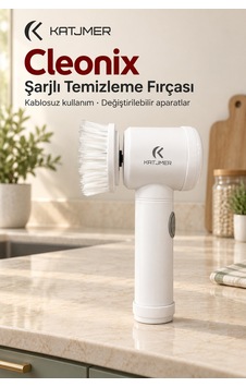 Cbcnx-001 Cleonix Usb Şarjlı Elektrikli Temizlik Fırçası, 5'i 1 Arada Başlık, Duvar Askılı - Beyaz