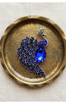 Mavi Kristal Taşlı Tavus Kuşu Broş Gümüş Renk Vintage Yaka İğnesi Çok renkli Mavi Kristal Taşlı Tavus Kuşu Broş Gümüş Renk Vintage Yaka İğnesi Çok renkli
