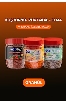 Mytee 3'lü Portakal - Kuşburnu - Elma Aromalı Granül İçecek Tozu 3 X 250gr 750 G Mytee 3'lü Portakal - Kuşburnu - Elma Aromalı Granül İçecek Tozu 3 X 250gr 750 G
