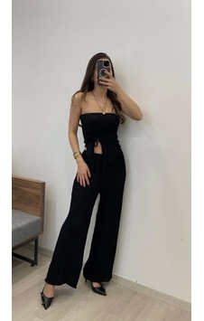 Defymoda Kadın Sendy Kumaş Bağcık Detaylı Asimetrik Takım Siyah Defymoda Kadın Sendy Kumaş Bağcık Detaylı Asimetrik Takım Siyah