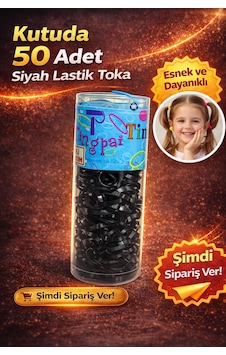 50 Adet Siyah Lastik Toka Seti Kutu İçinde Siyah Renkli Saç Lastiği Çocuk Ve Kadın Saç Tokası Açık Kahve