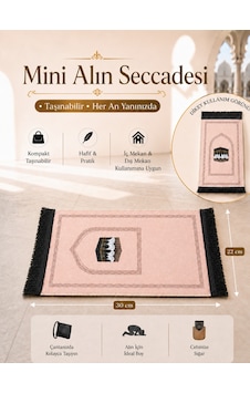Mini Alın Seccadesi Kaymaz Taban Desenli Cep Tipi Seyahat Namaz Seccadesi - Pembe Mini Alın Seccadesi Kaymaz Taban Desenli Cep Tipi Seyahat Namaz Seccadesi - Pembe