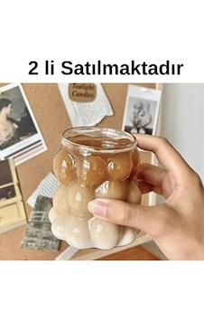 2'li Isıya Dayanıklı Borosilikat Boncuk Şekilli Bardak Kahve Ve Sunum Bardağı Şeffaf 2'li Isıya Dayanıklı Borosilikat Boncuk Şekilli Bardak Kahve Ve Sunum Bardağı Şeffaf