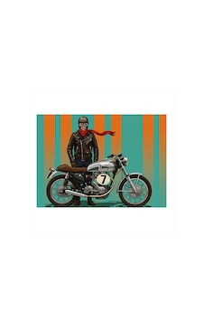 Retro Tarzda Motosikletli Adam Modern Ahşap Tablo Retro Tarzda Motosikletli Adam Modern Ahşap Tablo