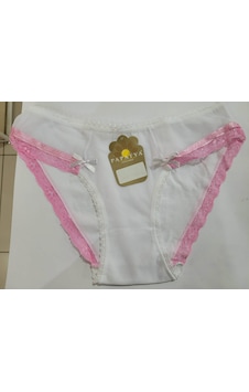 Papatya Penye Dantelli Kadın Slip Külot V55 Beyaz - Pembe Papatya Penye Dantelli Kadın Slip Külot V55 Beyaz - Pembe