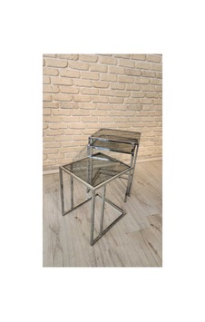 Füme Camlı Metal Zigon Sehpa Gümüş - 908289047 Gümüş Füme Camlı Metal Zigon Sehpa Gümüş - 908289047 Gümüş