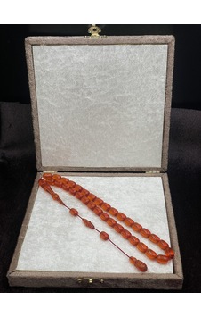 Ömer Sarı Usta İşi Sistemli Kapsül Kesim Turuncu Ateş Kehribar Tesbih 8x12 Mm Ömer Sarı Usta İşi Sistemli Kapsül Kesim Turuncu Ateş Kehribar Tesbih 8x12 Mm