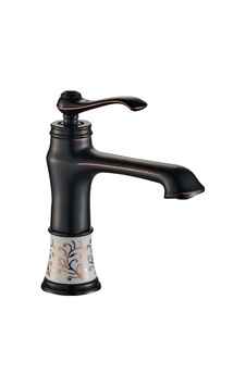 Victoria Porselen Desenli Lavabo Bataryası Siyah Victoria Porselen Desenli Lavabo Bataryası Siyah