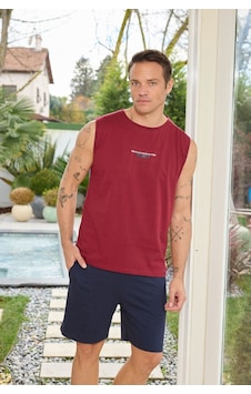 Relax Mode Erkek Bordo Sıfır Kol Şortlu Pijama Takımı - 6180-5r Relax Mode Erkek Bordo Sıfır Kol Şortlu Pijama Takımı - 6180-5r