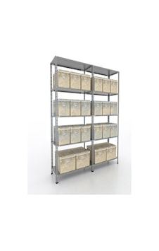 31x186x200 İkili Duble Seri Bağlantılı Çelik Raf Sistemi & 5 Katlı İkili Çelik Raf