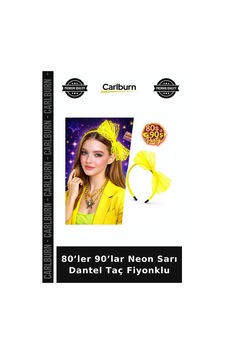 80 Ler 90 Lar Neon Sarı Dantel Taç Fiyonklu Gece Tacı Eğlence Unsuru Saç Bandı +3 80 Ler 90 Lar Neon Sarı Dantel Taç Fiyonklu Gece Tacı Eğlence Unsuru Saç Bandı +3