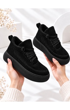 Dabab Shoes Nolen Kadın Siyah Bağcıklı Lüks Süet İçi Kürklü 4 Cm Kalın Taban Sneaker Spor Ayakkabı Dabab Shoes Nolen Kadın Siyah Bağcıklı Lüks Süet İçi Kürklü 4 Cm Kalın Taban Sneaker Spor Ayakkabı