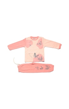 Bebegen Kız Çocuk Somon Pembe Kelebek Baskılı 2'li Pijama Takımı Çok Renkli Bebegen Kız Çocuk Somon Pembe Kelebek Baskılı 2'li Pijama Takımı Çok Renkli