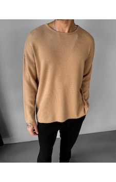 Elku Moda Erkek Oversize Triko Kazak Pamuklu Geniş Bisiklet Yaka Salaş Örgü Yeni Sezon Kahverengi Elku Moda Erkek Oversize Triko Kazak Pamuklu Geniş Bisiklet Yaka Salaş Örgü Yeni Sezon Kahverengi