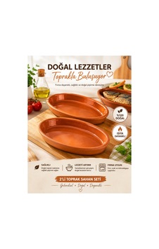 Toprak Güveç Kabı Oval 2 Li Set 22 Cm Fırına Uygun El Yapımı Güveç Tabağı Diğer