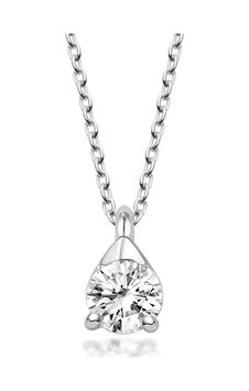 Swarovski Tek Taş Damla Kadın 925 Ayar Gerçek Gümüş Kolye