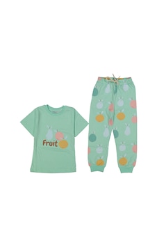 Bebegen Kız Çocuk Su Yeşili Meyve Baskılı Pijama Takımı Çok Renkli Bebegen Kız Çocuk Su Yeşili Meyve Baskılı Pijama Takımı Çok Renkli