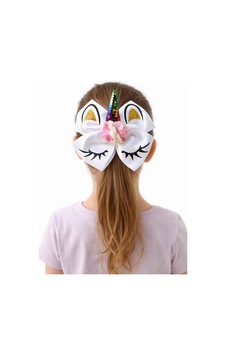 Unicorn Saç Tokası, Beyaz Kurdele, Renkli Pullu Boynuz, Altın Simli Kulaklar, Çiçek Detaylı Diğer Unicorn Saç Tokası, Beyaz Kurdele, Renkli Pullu Boynuz, Altın Simli Kulaklar, Çiçek Detaylı Diğer