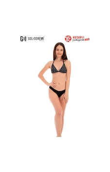Gd Goldoremi Premium Kadın Desenli Boyundan Bağlamalı Likralı Üçgen Bikini Takım Siyah Gd Goldoremi Premium Kadın Desenli Boyundan Bağlamalı Likralı Üçgen Bikini Takım Siyah