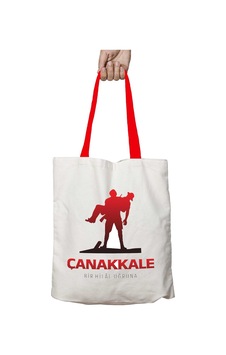 Art Hediye Kırmızı Kulplu Çanakkale Bir Hilal Uğruna Yıkanabilir Omuz Çanta Çok Renkli Art Hediye Kırmızı Kulplu Çanakkale Bir Hilal Uğruna Yıkanabilir Omuz Çanta Çok Renkli
