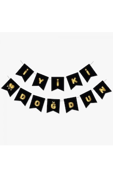 İyi Ki Doğdun Yazı Siyah/ Gold Banner İyi Ki Doğdun Yazı Siyah/ Gold Banner