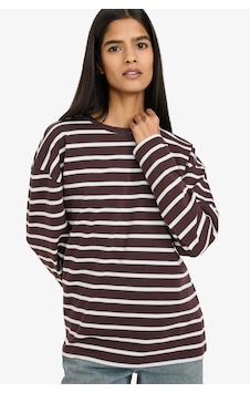Defacto %100 Pamuk Loose Fit Çizgili Sweatshirt F7758ax26spbn338 Kahve-bn338