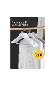 Ahşap Görünüm Plastik Askı 20 Adet Beyaz 720519 Diğer